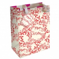 Caroline Gardner Medium Christmas Gift Bag Red Wreath